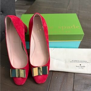 Kate Spade Red Heels with Gold Accent